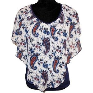 Naif Boho Overlay Short Sleeve Pasley Top